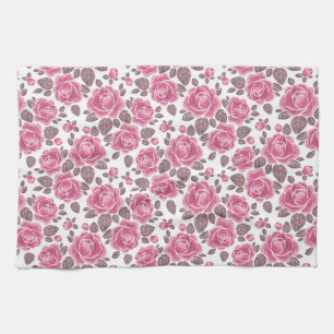 Floral pattern. Watercolor roses /52 Tea Towel
