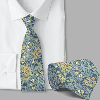 Floral pattern William Morris inspired blue flower Tie