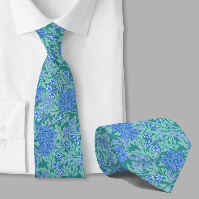 Floral pattern William Morris inspired blue flower Tie (Creator Uploaded)