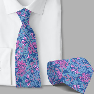 Floral pattern William Morris inspired blue flower Tie