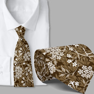 Floral pattern William Morris inspired brown Tie