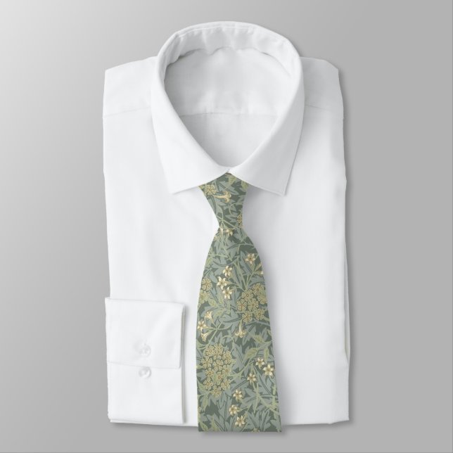 Floral pattern William Morris inspired sage flower Tie (Tied)