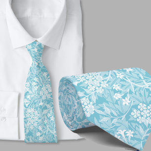 Floral pattern William Morris inspired teal flower Tie