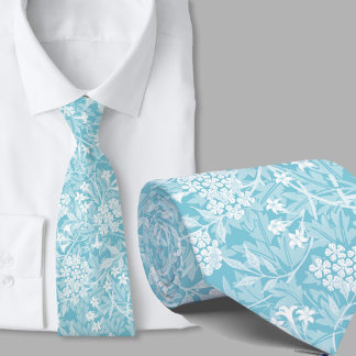 Floral pattern William Morris inspired teal flower Tie