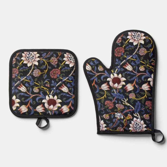 Floral Pattern, William Morris Oven Mitt & Pot Holder Set (Front)