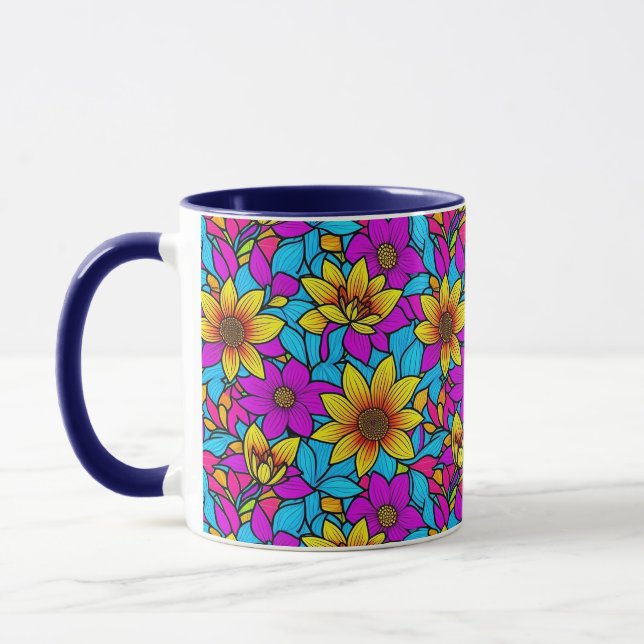 Floral pattern with abstract line art 10 - Mug (Left)