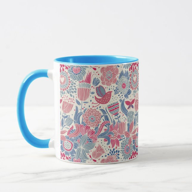 Floral pattern with bird and butterfly mug (Left)