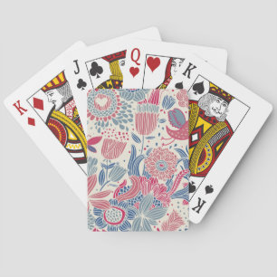 Floral pattern with bird and butterfly playing cards