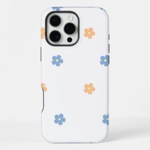Floral Pattern with Blue and Orange Flowers iPhone 16 Pro Max Case