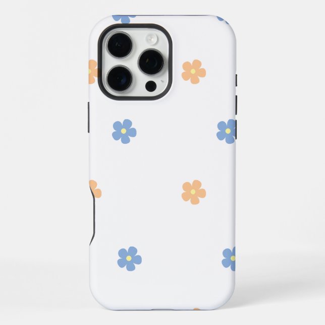Floral Pattern with Blue and Orange Flowers iPhone Case (Back)