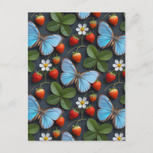 Floral Pattern with Blue Morpho Butterflies Postcard