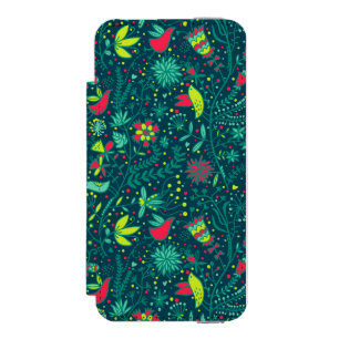 Floral pattern with cartoon birds 2 incipio watson™ iPhone 5 wallet case