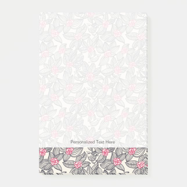 Floral pattern with cartoon birds 2 post-it notes (Front)