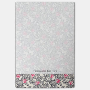 Floral pattern with cartoon birds 2 post-it notes