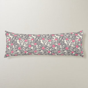 Floral pattern with cartoon birds body cushion