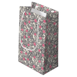 Floral pattern with cartoon birds small gift bag