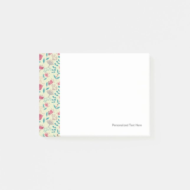 Floral pattern with cartoon cats post-it notes (Front)