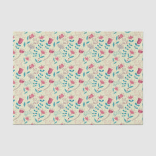 Floral pattern with cartoon cats tissue paper