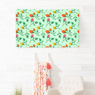Floral pattern with colored rose flowers   banner