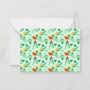 Floral pattern with colored rose flowers card