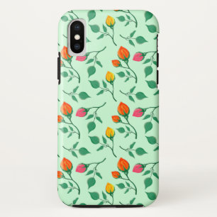 Floral pattern with colored rose flowers iPhone x case