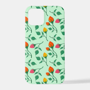 Floral pattern with colored rose flowers iPhone 12 pro case