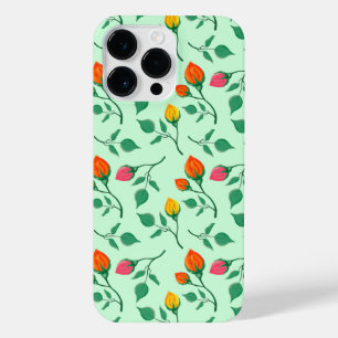 Floral pattern with colored rose flowers iPhone 14 pro max case