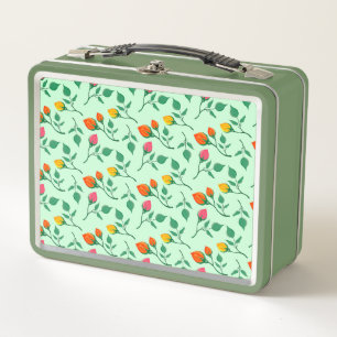 Floral pattern with colored rose flowers metal lunch box