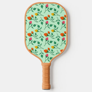 Floral pattern with colored rose flowers pickleball paddle