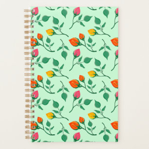 Floral pattern with colored rose flowers planner