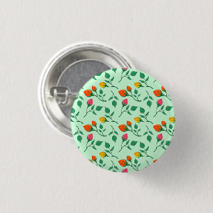 Floral pattern with coloured rose flowers 3 cm round badge