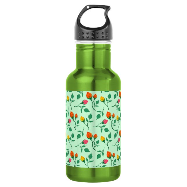 Floral pattern with coloured rose flowers  532 ml water bottle (Front)