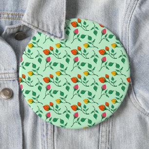 Floral pattern with coloured rose flowers 6 cm round badge