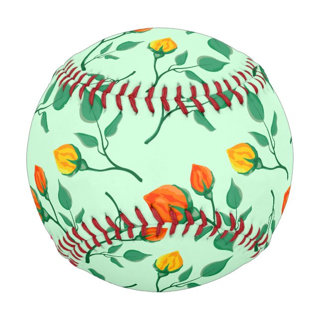 Floral pattern with coloured rose flowers  baseball (Front)