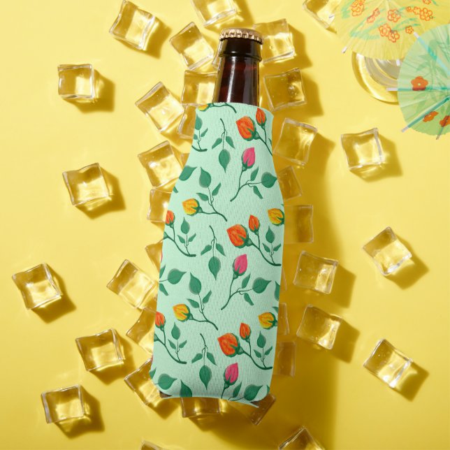 Floral pattern with coloured rose flowers  bottle cooler (In Situ Summer)