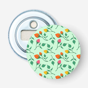 Floral pattern with coloured rose flowers bottle opener