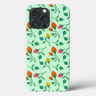 Floral pattern with coloured rose flowers iPhone 13 pro case