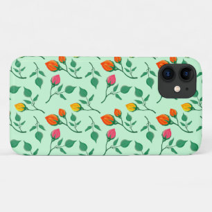Floral pattern with coloured rose flowers  iPhone 11 case