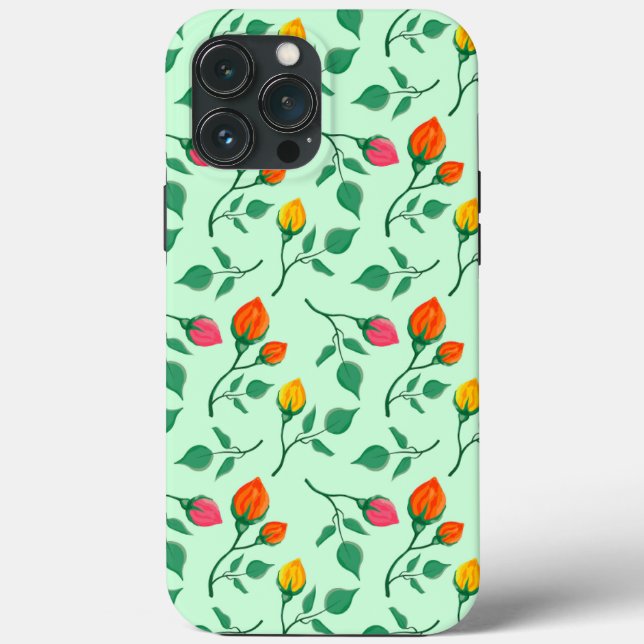 Floral pattern with coloured rose flowers  Case-Mate iPhone case (Back)