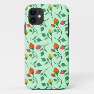 Floral pattern with coloured rose flowers  iPhone 11 case
