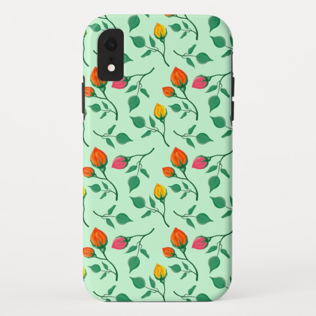 Floral pattern with coloured rose flowers  Case-Mate iPhone case (Back)