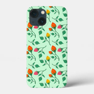 Floral pattern with coloured rose flowers iPhone 13 mini case