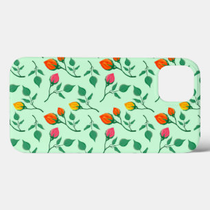 Floral pattern with coloured rose flowers  iPhone 13 case