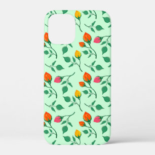 Floral pattern with coloured rose flowers iPhone 12 mini case