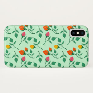 Floral pattern with coloured rose flowers  iPhone x case