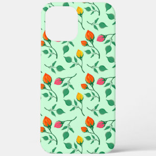 Floral pattern with coloured rose flowers iPhone 12 pro max case