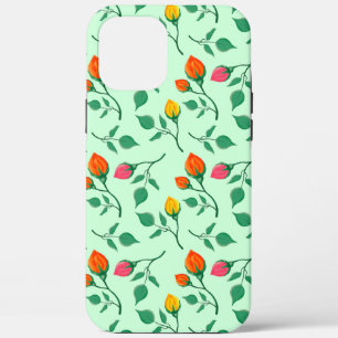 Floral pattern with coloured rose flowers iPhone 12 pro max case