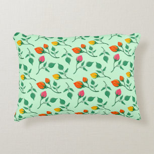 Floral pattern with coloured rose flowers  decorative cushion