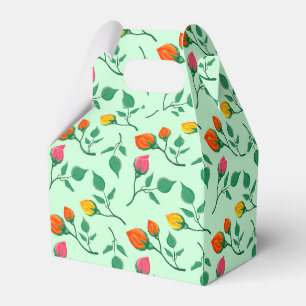 Floral pattern with coloured rose flowers  favour box