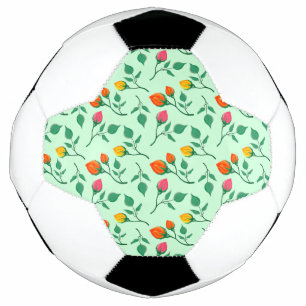 Floral pattern with coloured rose flowers football